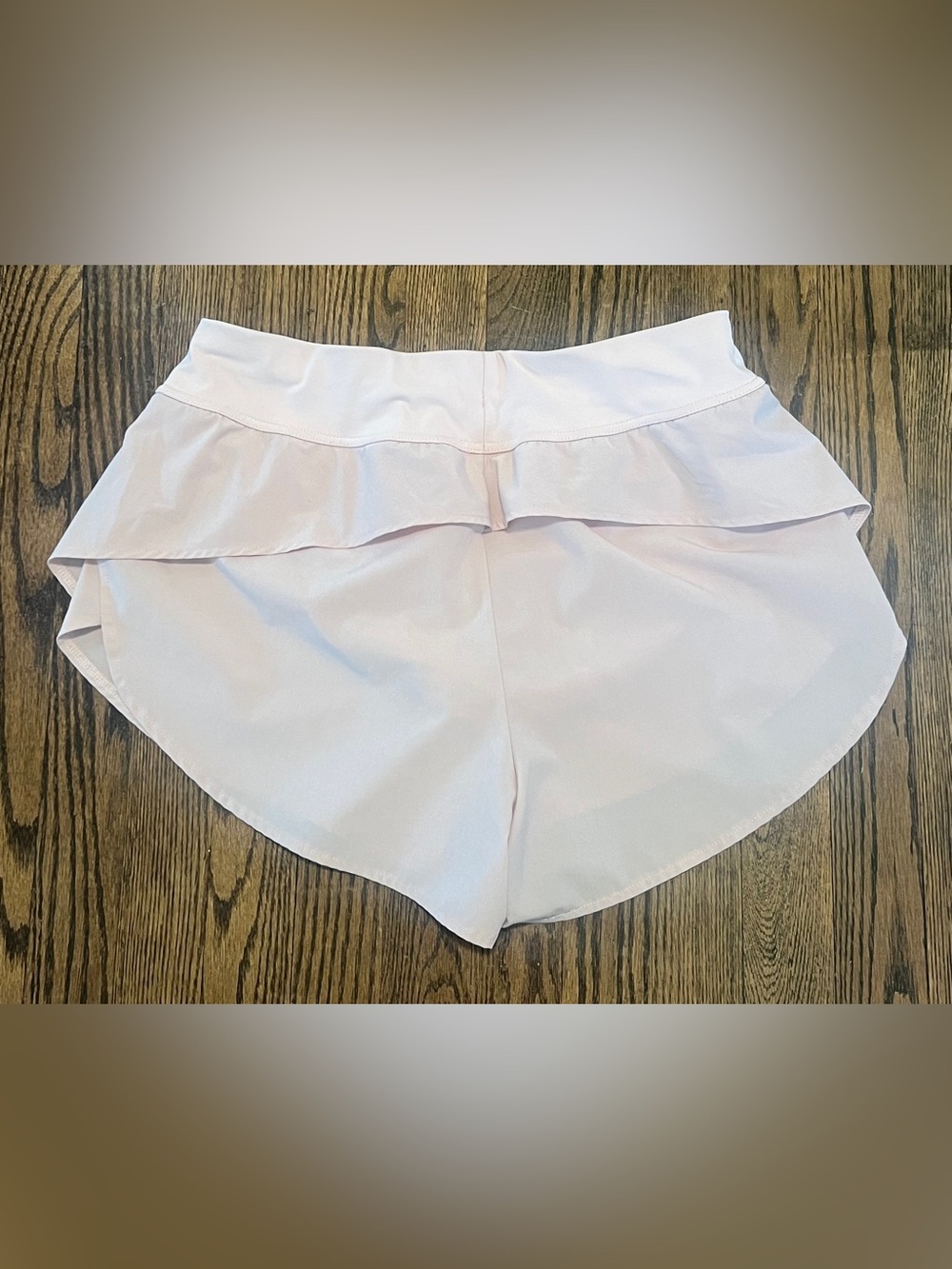 Apana Soft Pink Women's Athletic Shorts with Layered Hem - Picture 4 of 4